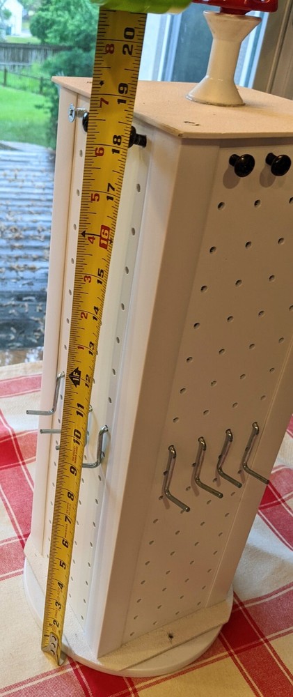 Pegboard Tower Display 4 Sided Spinner Top Base Rotating Peg Brd PLASTIC White