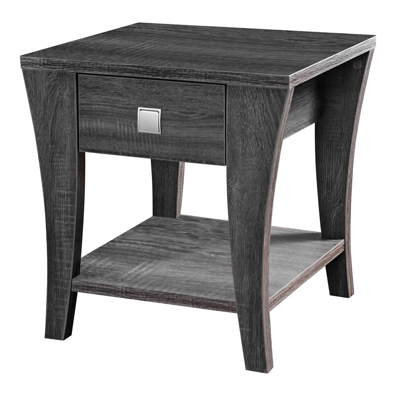 Bowery Hill Transitional Wood Storage End Table in Gray