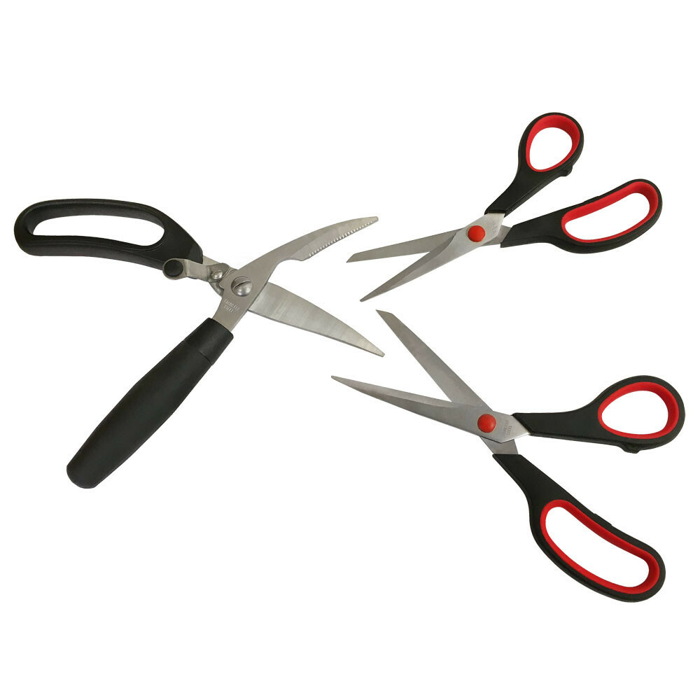 3 Pc Stainless Steel Multi-Purpose Utility Scissors Set
