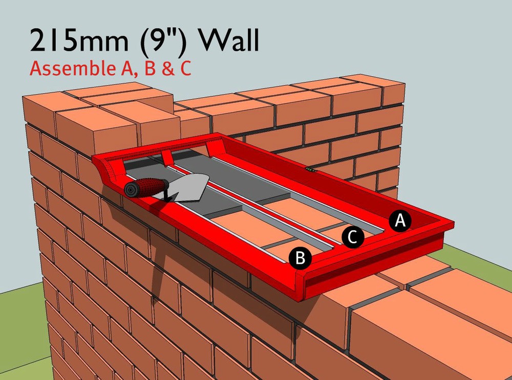 Bricky - Wall Building / Bricklaying Tool + trowel (Adjustable Model)
