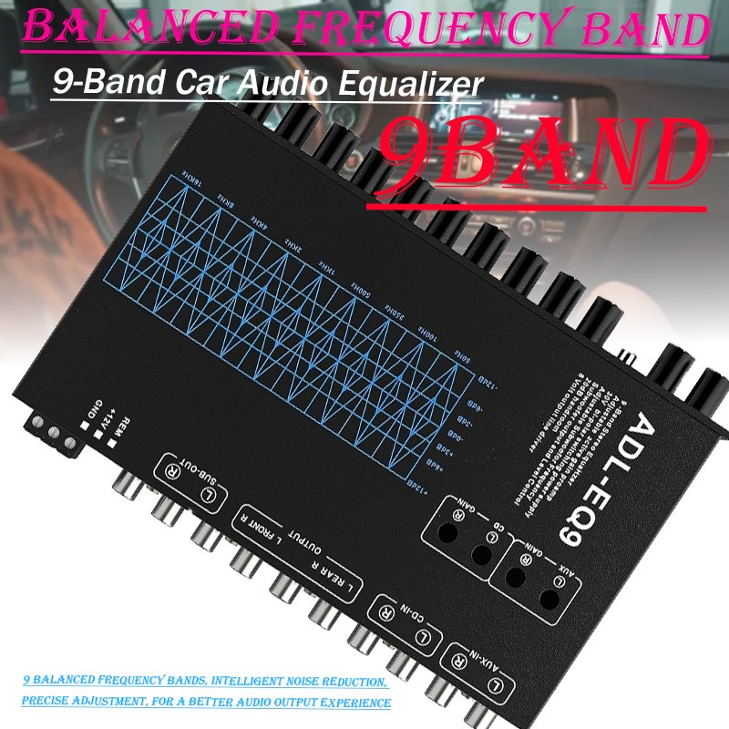 9-Band Parametric Equalizer – 8V Max Output for Amplifiers, RMS Adjustable EQ