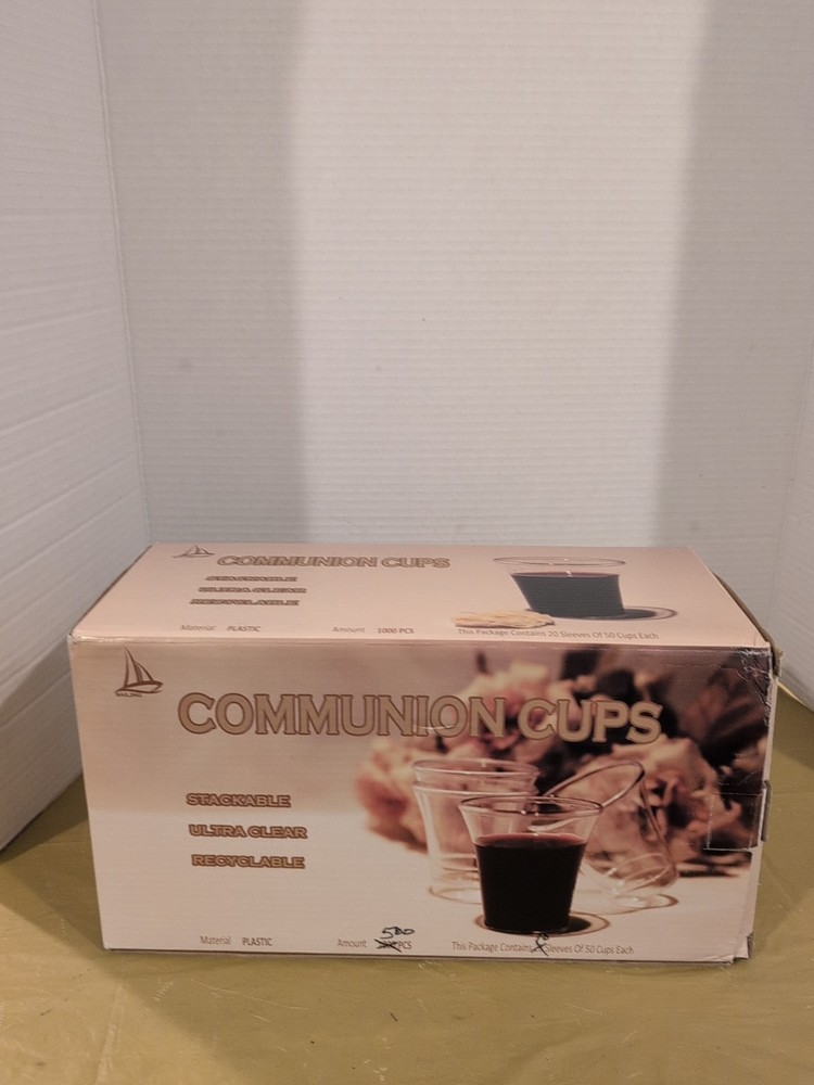 Communion Gold Tone Cup 4 Stackable Trays & 500 Communion Plastic Cups
