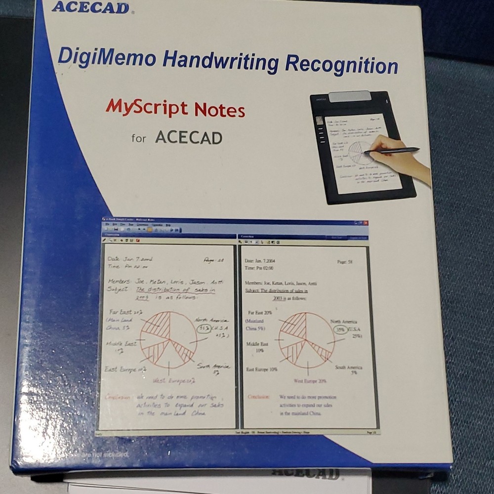 ACECAD DigiMemo L2 Graphics Tablet USB DM-L2 Stylus Handwriting Recognition