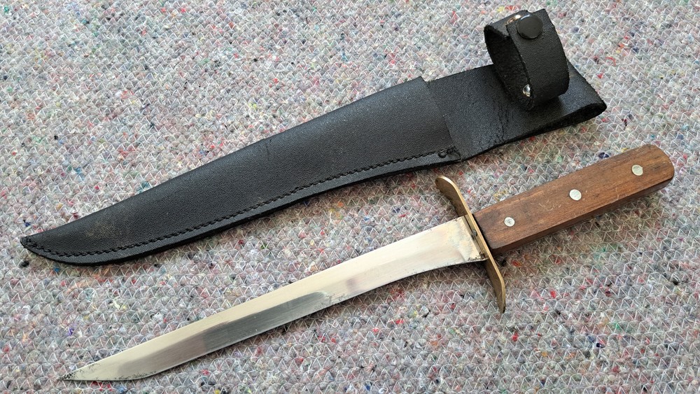 Vintage Handmade Knife with Leather Scabbard