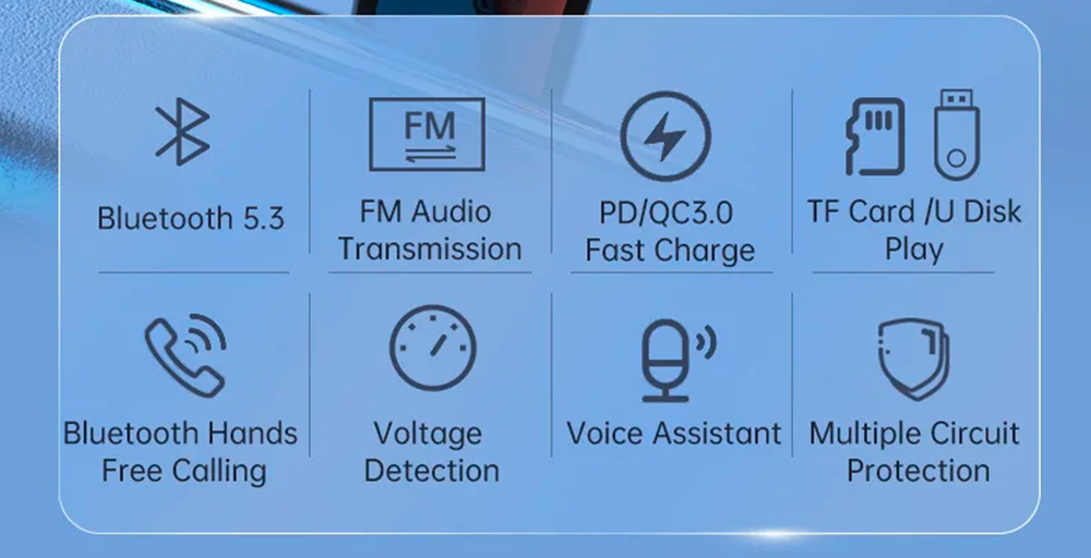 Bluetooth Car Wireless FM Transmitter Adapter USB PD Fast Charger AUX Hands-Free