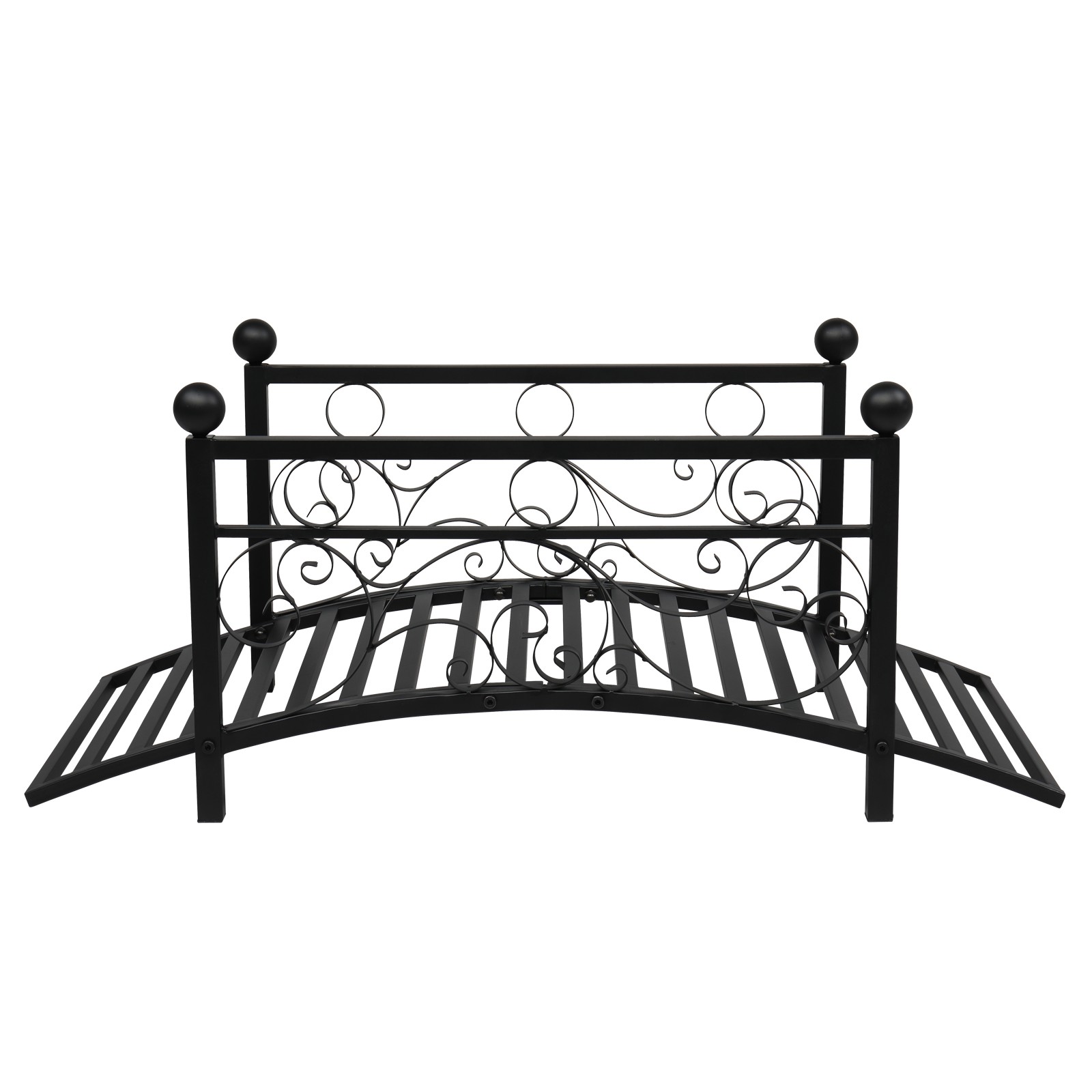 102L x 51W x 43H Classic Metal Garden Bridge Arc Footbridge with Safety Railings