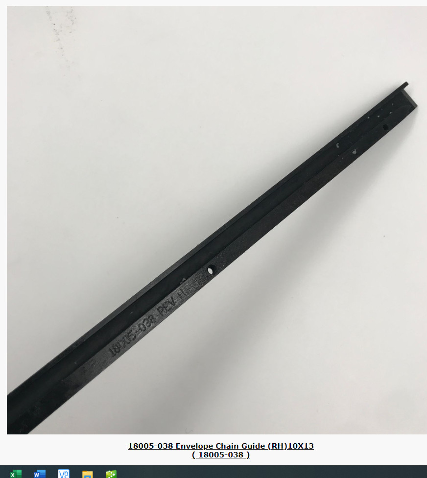 18005-038, 18005-039 PITNEY BOWES Flowmaster Guide-Envelope CHAIN *** SET ***