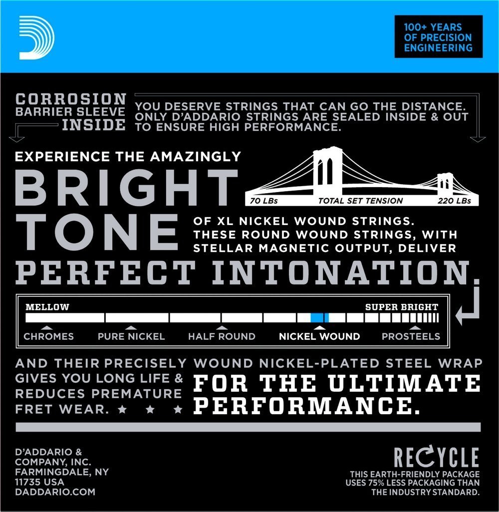 3 Pack D'Addario EXL110 Electric Guitar Strings 10-46 Light EXL110-3D Sets