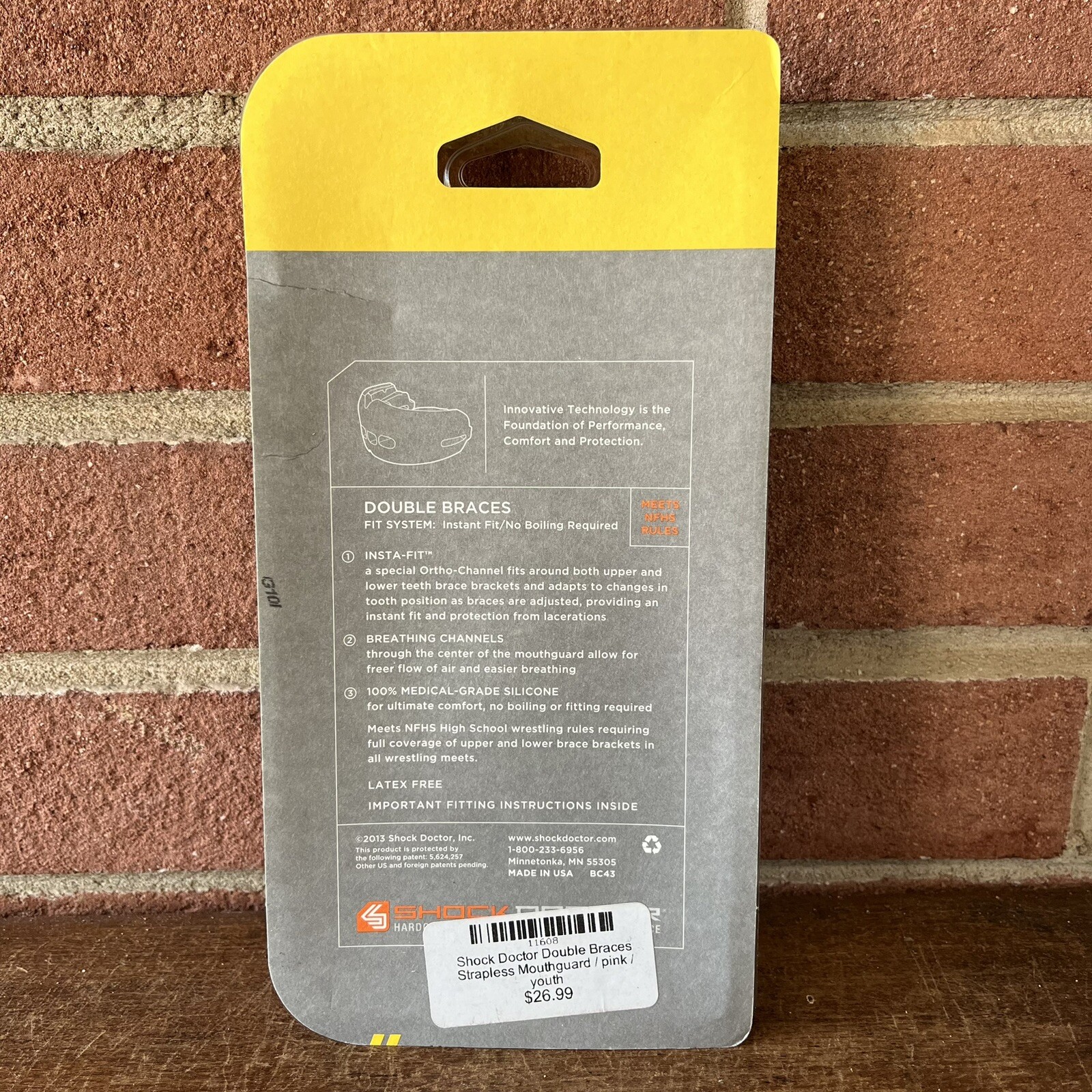 Shock Doctor Double Braces Strapless Mouthguard Pink Youth 11+