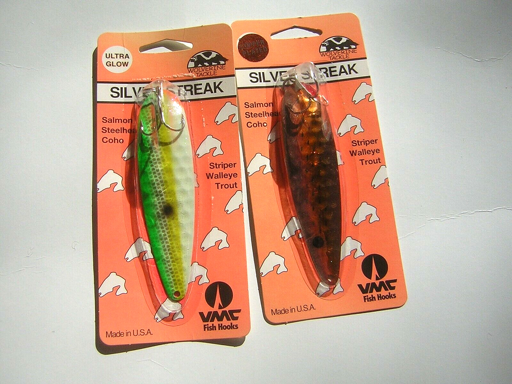TWO (2) New Wolverine Silver Streak Trolling Spoons-Assorted Colors
