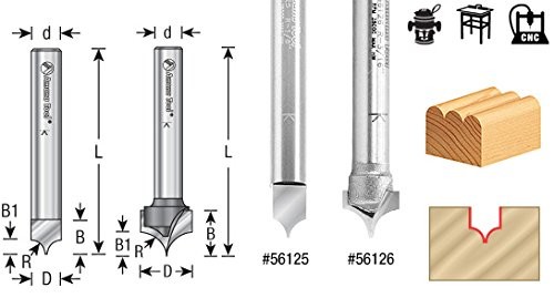 Amana Tool 56141 Solid Carbide Roundover Router Bit 1/32 Radius 5/64 Diameter 3/