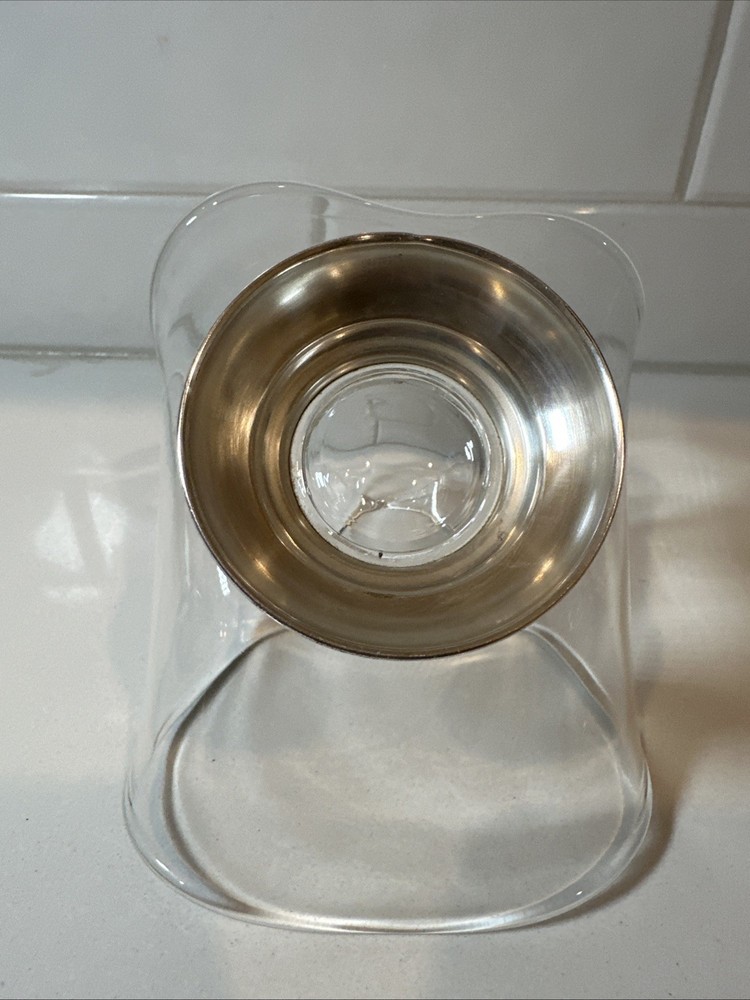 Benjamin & John Yapp Sterling Silver base & Glass Bowl w/ Split Handle