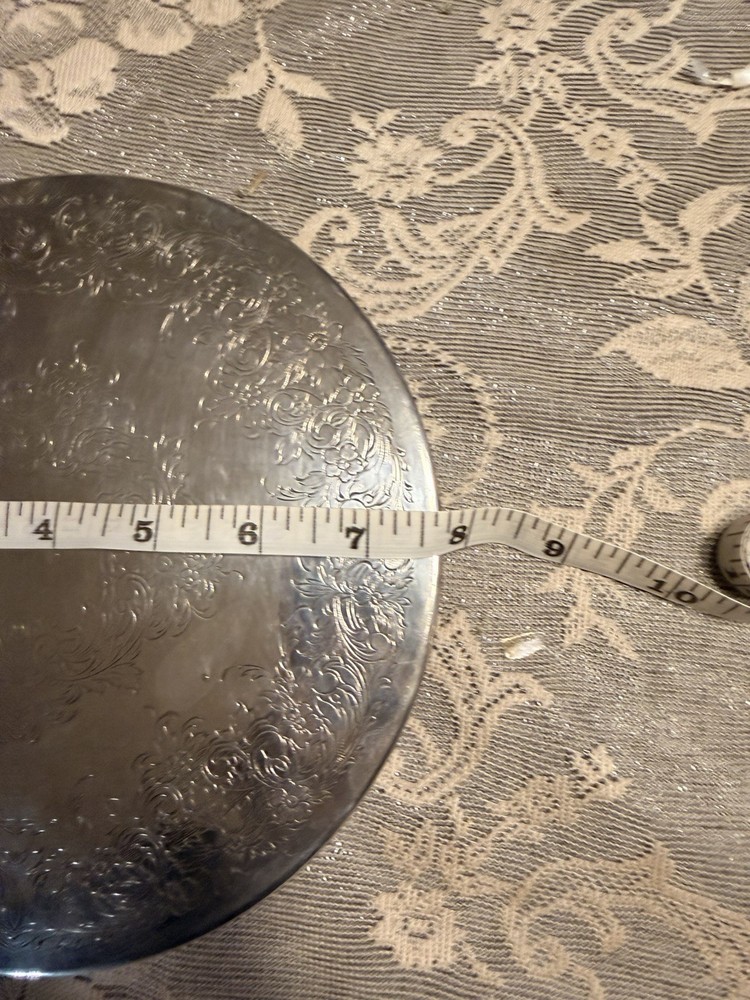 Vintage Silverplate Trivet Set of 2 Engraved Solid Mid Century