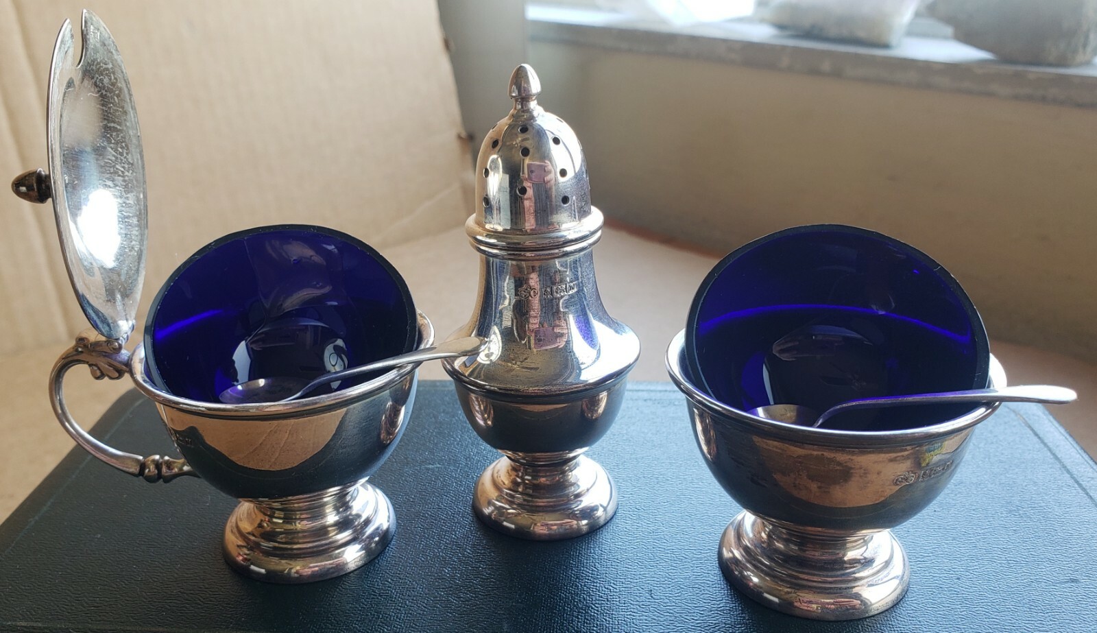 Antique Sterling Silver Elkington Complete Set in Original Case Shaker