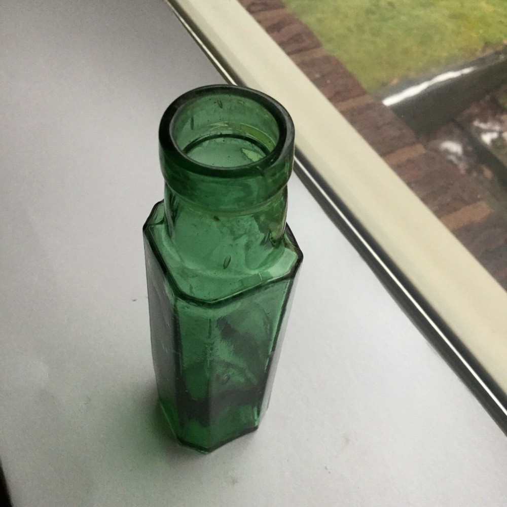 Small Green Antique Condiment Bottle