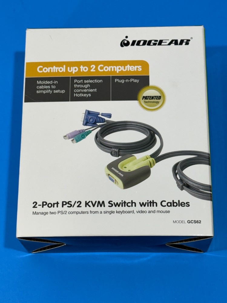 IOGEAR 2-Port KVM switch PS/2 Model: GCS62 - Never Used