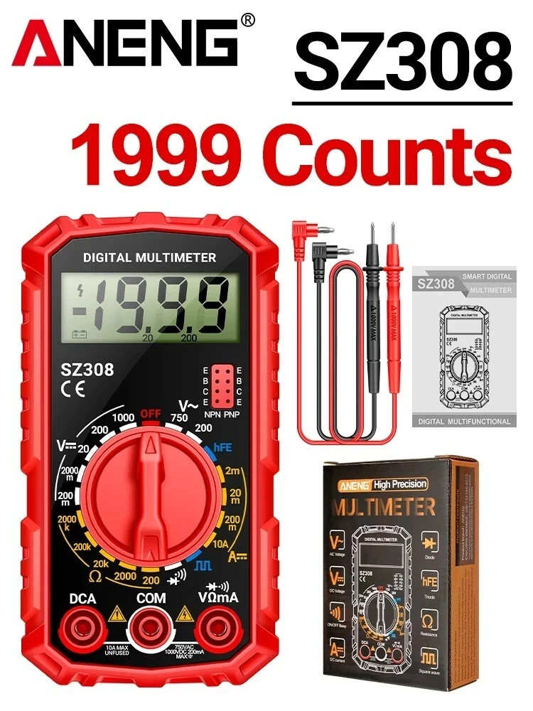 Digital Multimeter LCD Voltmeter Ammeter Ohmmeter Volt AC DC Tester Leads Meter