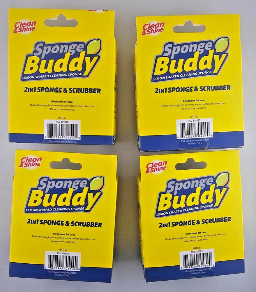 SPONGE BUDDY 2-IN-1 SPONGE SPONGE & SCRUBBER 4 packs