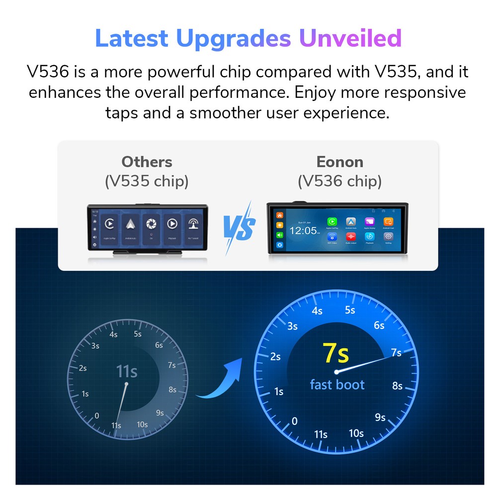 Eonon Portable Car Stereo Wireless Apple Carplay Android Auto 9 Inch Screen DVR