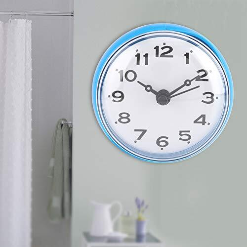 Waterproof Bathroom Clock, Suction Cup Wall Clock Wall Window Mirror Bath Blue