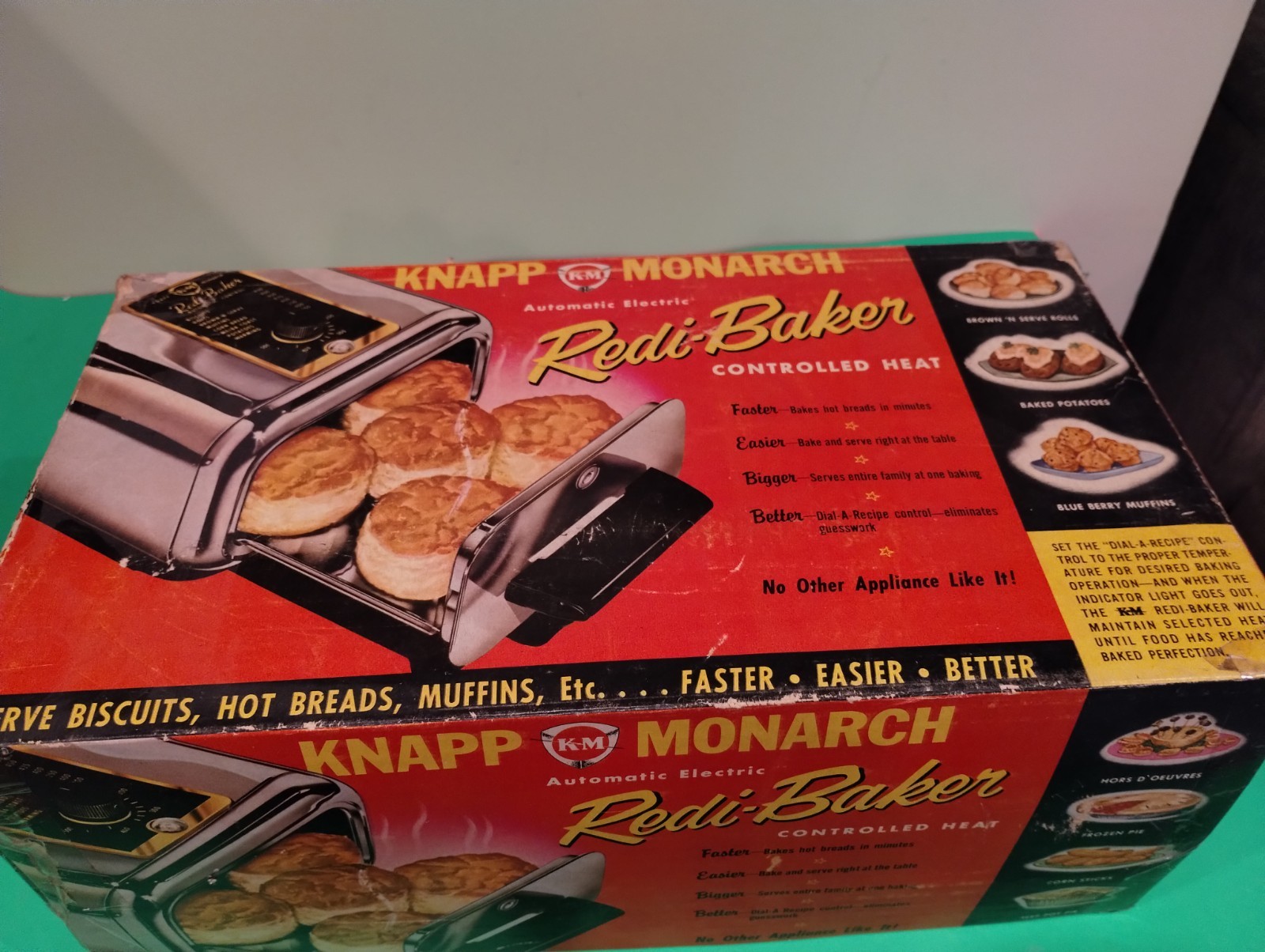 Vntg '50s Knapp Monarch Redi Baker Chrome Counter Top Oven. WORKS, LN, w/ Box