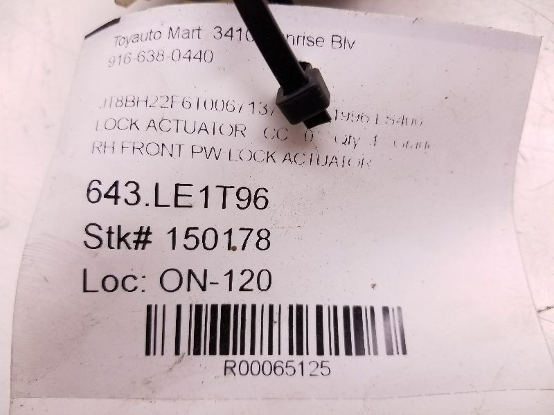 1996 LEXUS LS400 PASSENGER SIDE FRONT DOOR LOCK ACTUATOR ASSEMBLY