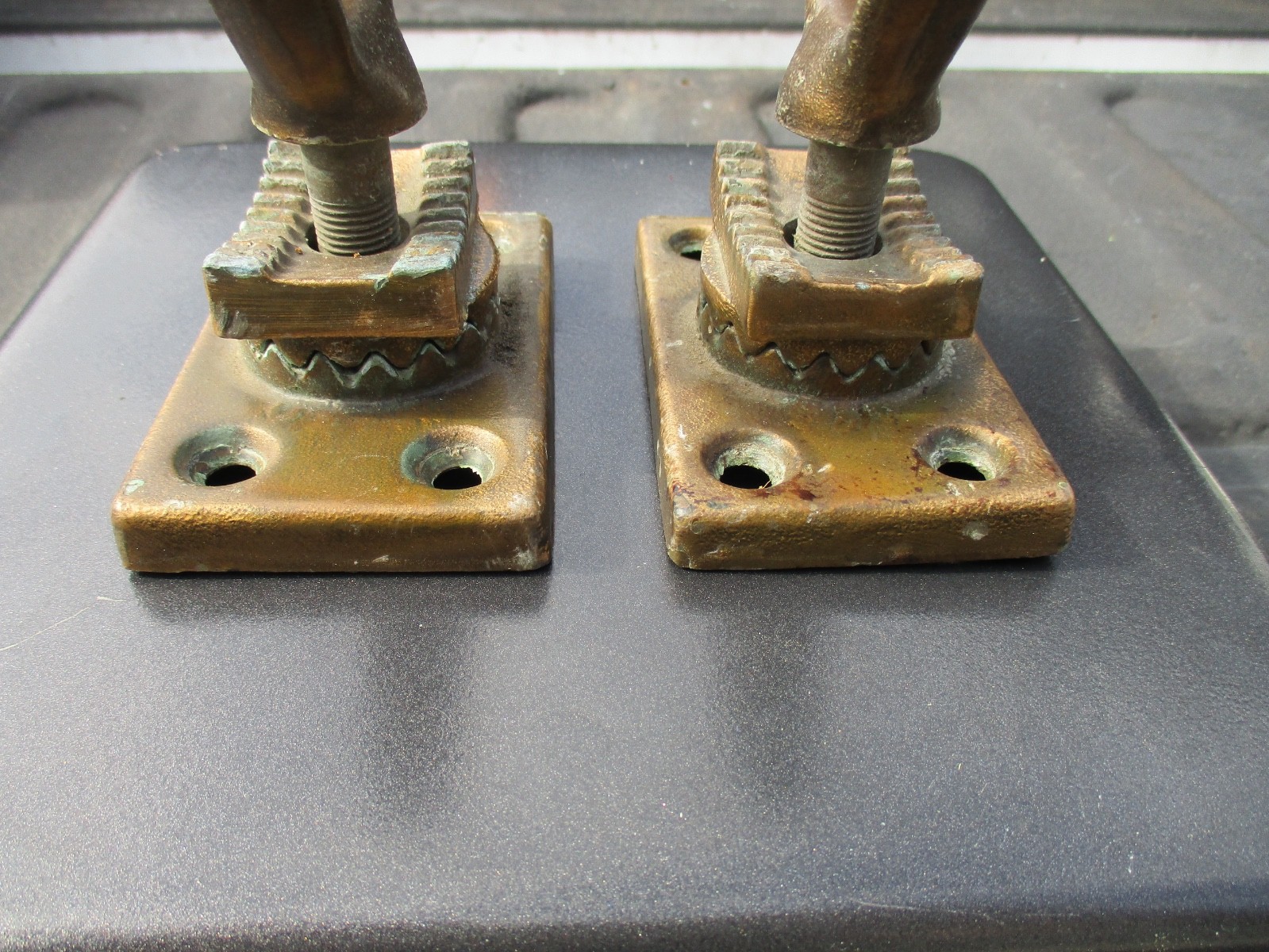 Pair of Bronze / Brass Outrigger Fishing Pole Holder Mounts