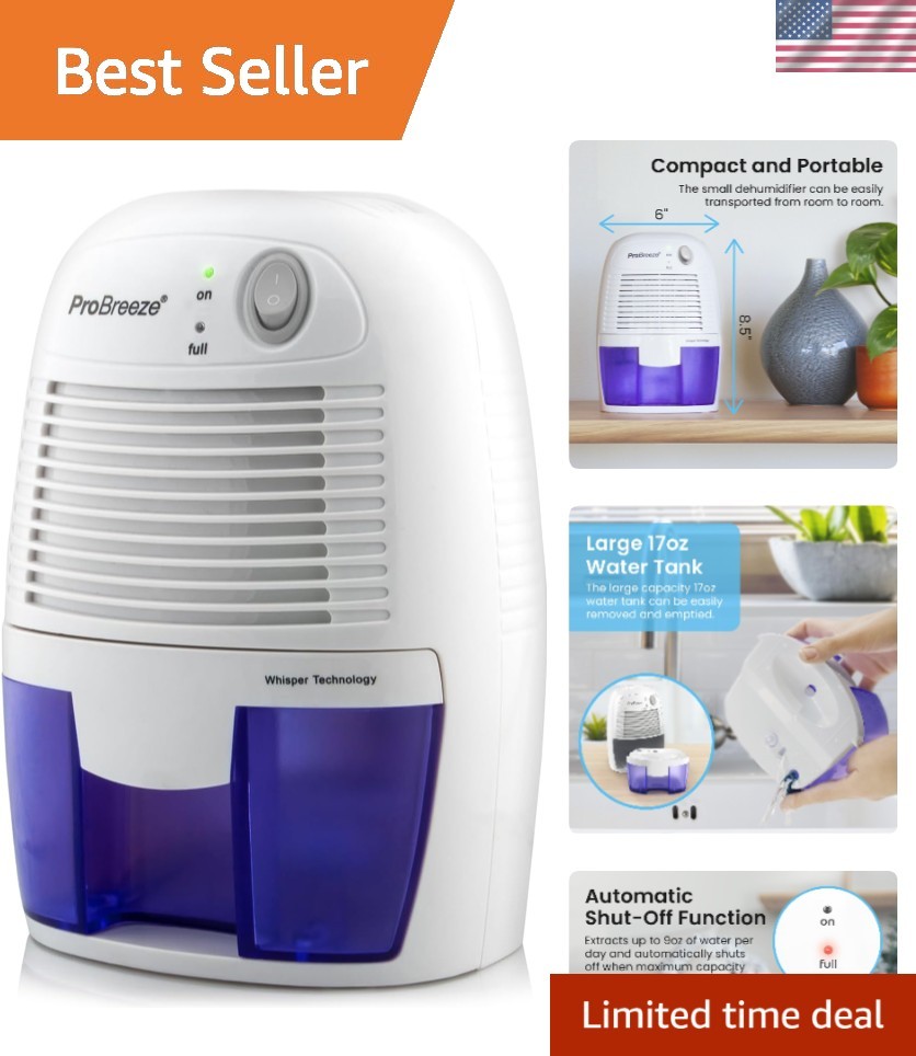 Compact Electric Dehumidifier - 215 Sq Ft Portable Humidity Control Solution