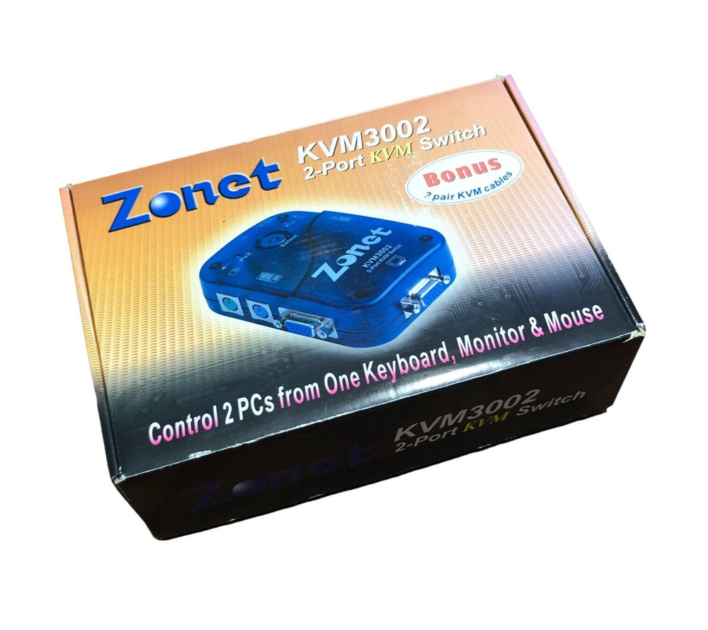 Zonet KVM3002 2-Port KVM Switch new in box