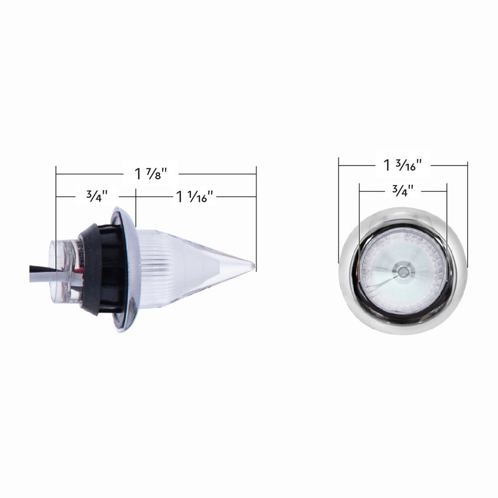 Amber LED / Clear Lens Dual Function Mini Spike Light SS Bezel Clearance/Marker