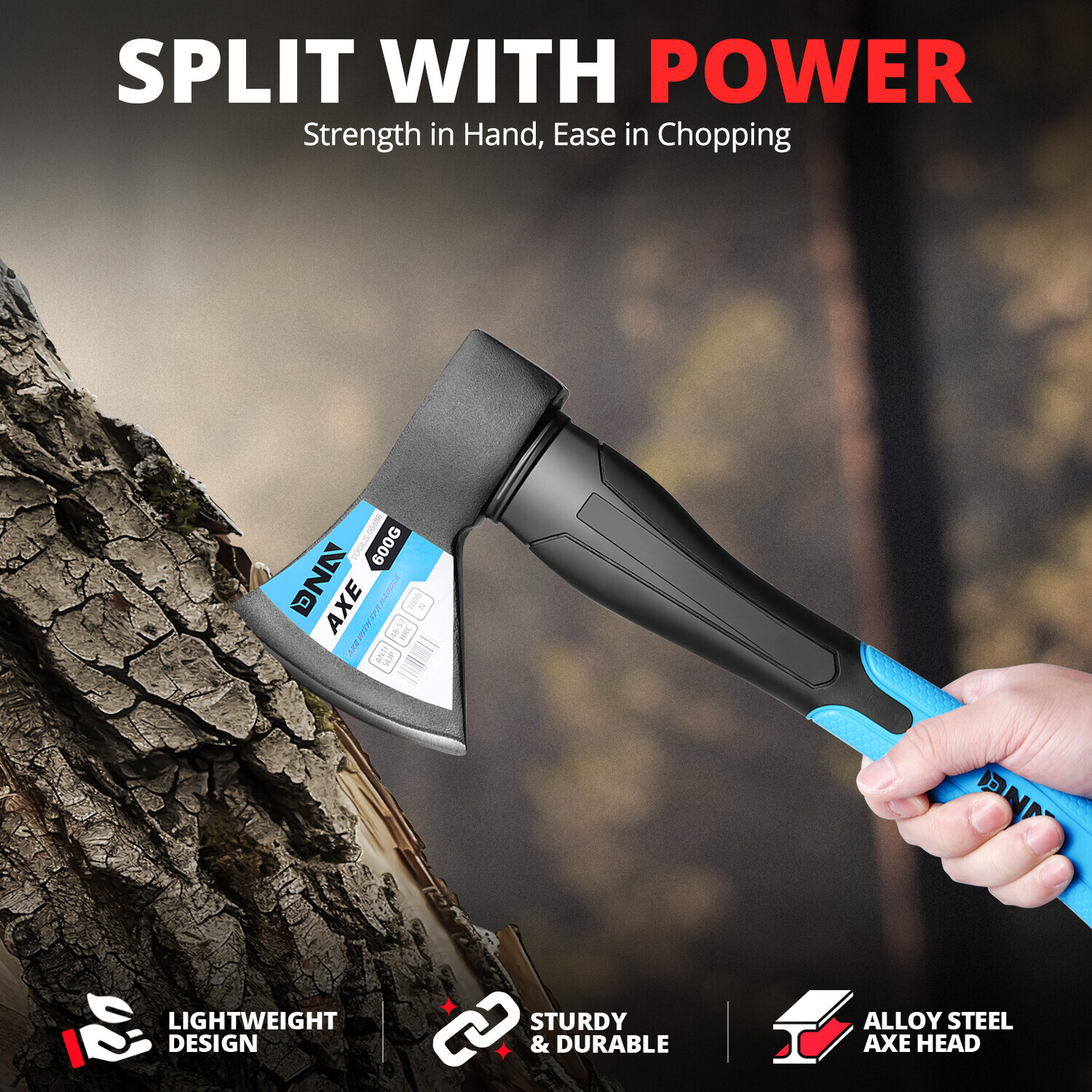 15.3" Long Fiberglass Handle 1.32lbs Heat-treated Alloy Steel Chopping Axe Head