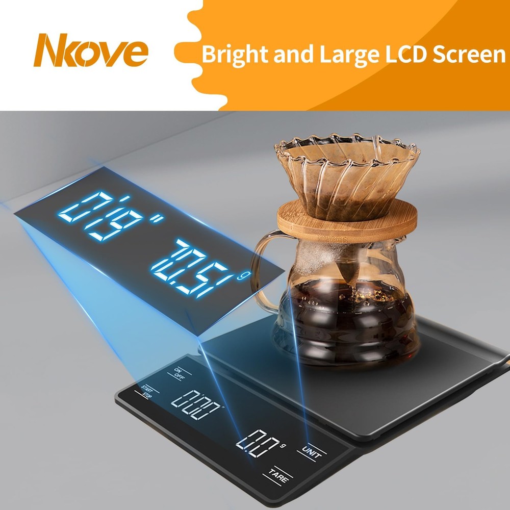 Precision Coffee Scale with Timer, 3kg Capacity, 0.1g Accuracy, LCD Display