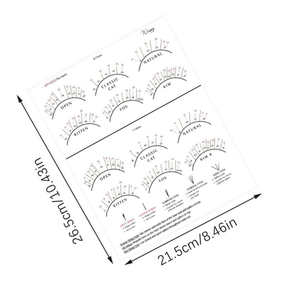Lash Mapping Chart for Eyelash Extension Training - Beginner Practice Kit