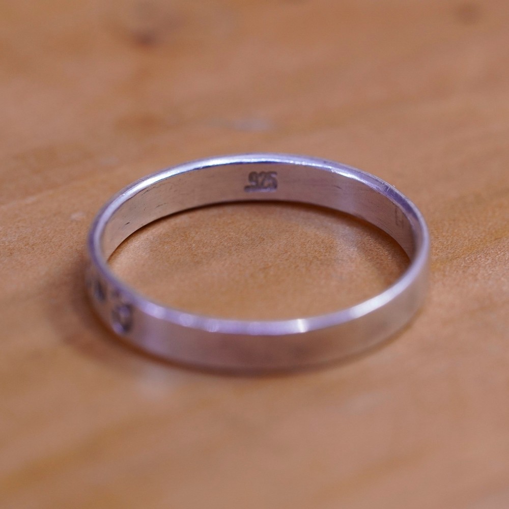 Size 7.75, Sterling silver handmade ring, 925 name “emorie” band, stackable