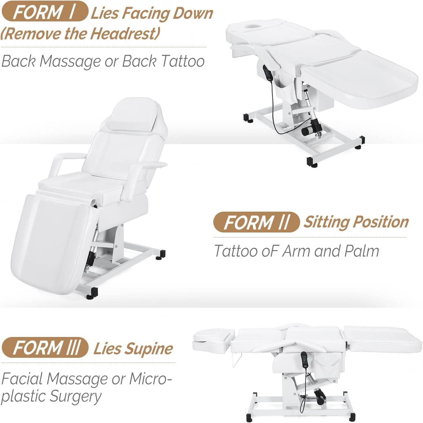 Fully Electric Salon Facial Bed Multi-Purpose Massage Tattoo Chair for Beauty