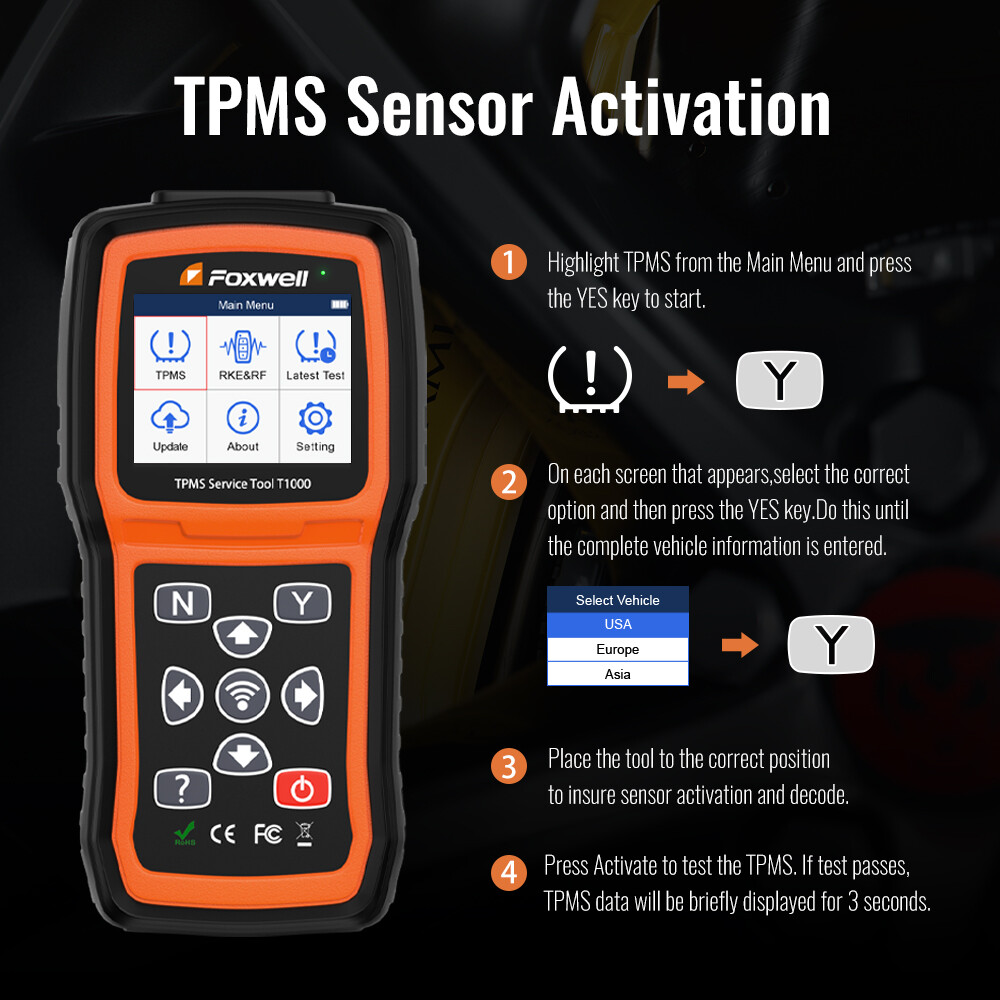 OBD2 TPMS Auto Tire Pressure Sensor Programming Activation Diagnostic Scanner