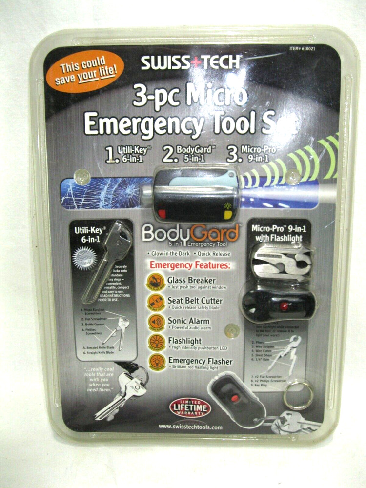 SWISS+TECH 3-PC MICRO EMERGENCY TOOL SET KIT - NOS