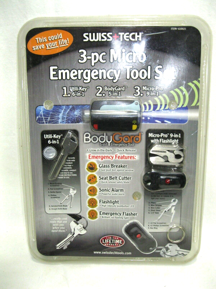 SWISS+TECH 3-PC MICRO EMERGENCY TOOL SET KIT - NOS