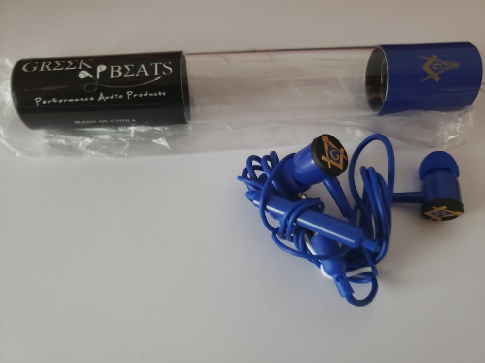 Masonic Performance Ear Buds With Microphone - Blue and New in Package