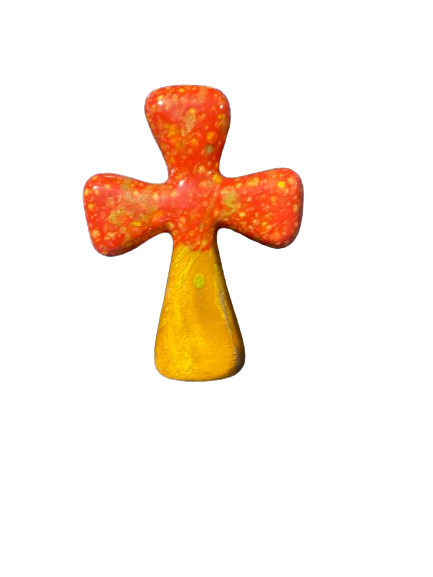 Cross Handmade Ceramic Bohemian Boho Hippie Multicolored