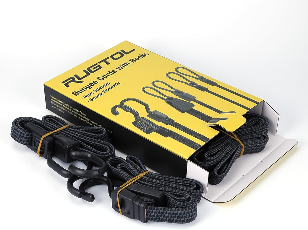 Bungee Cords with Hooks Heavy Duty, Flat Adjustable Bungee Cords with Hooks 4...