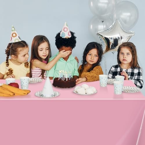 4 Pack Plastic Table Cloth Disposable,- Pink Table Cloths for Pink Tablecloth