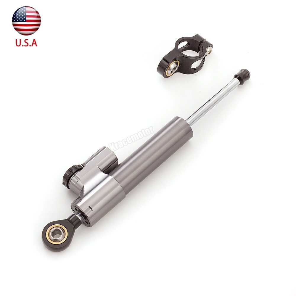 CNC Adjustable Steering Damper Stabilizer Motorbike Accessories Universal Gray