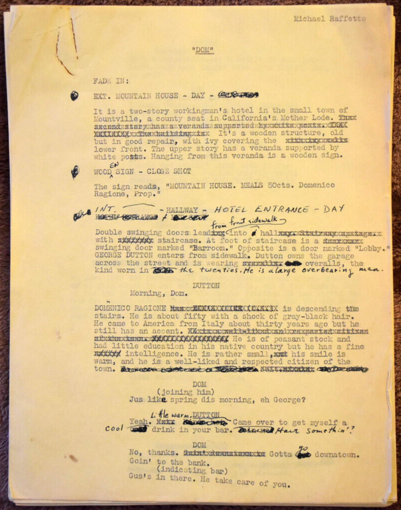 Michael Raffetto " DOM " Complete Original Radio Script