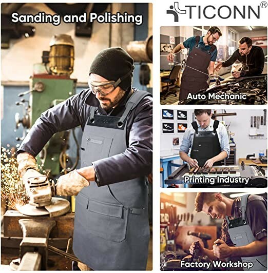 Heavy Duty Waxed Canvas Apron, 16oz Thick Canvas Multi-Functional Work PRO Apron