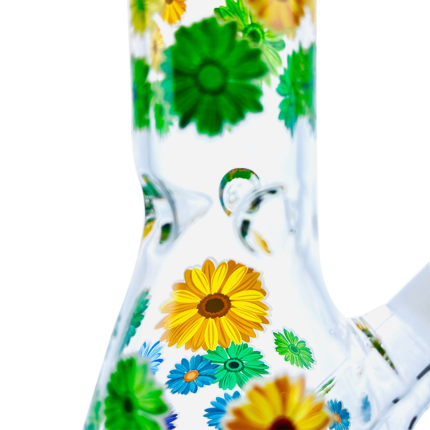 10" Heavy Glass Bong Smoking Hookah Water Pipe Colorful Floral Beaker 14mm Bowl