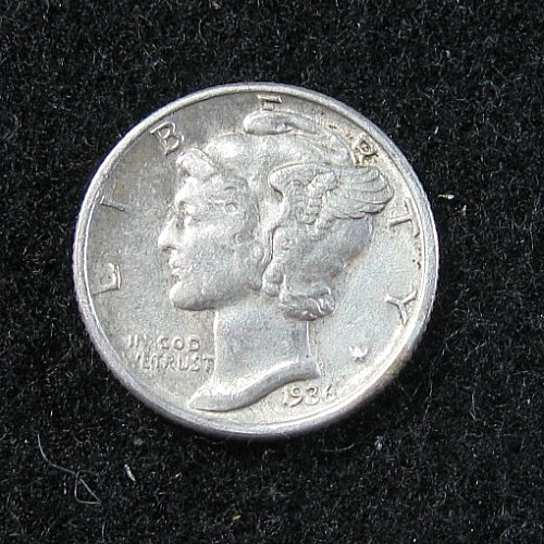 1936 p - MERCURY DIME - AU