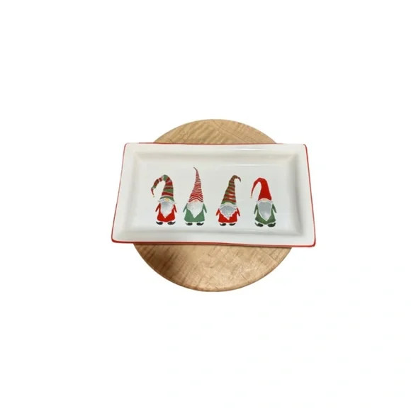 Christmas Gnome Ceramic Tray • 12" × 6¾" • LTD Commodities
