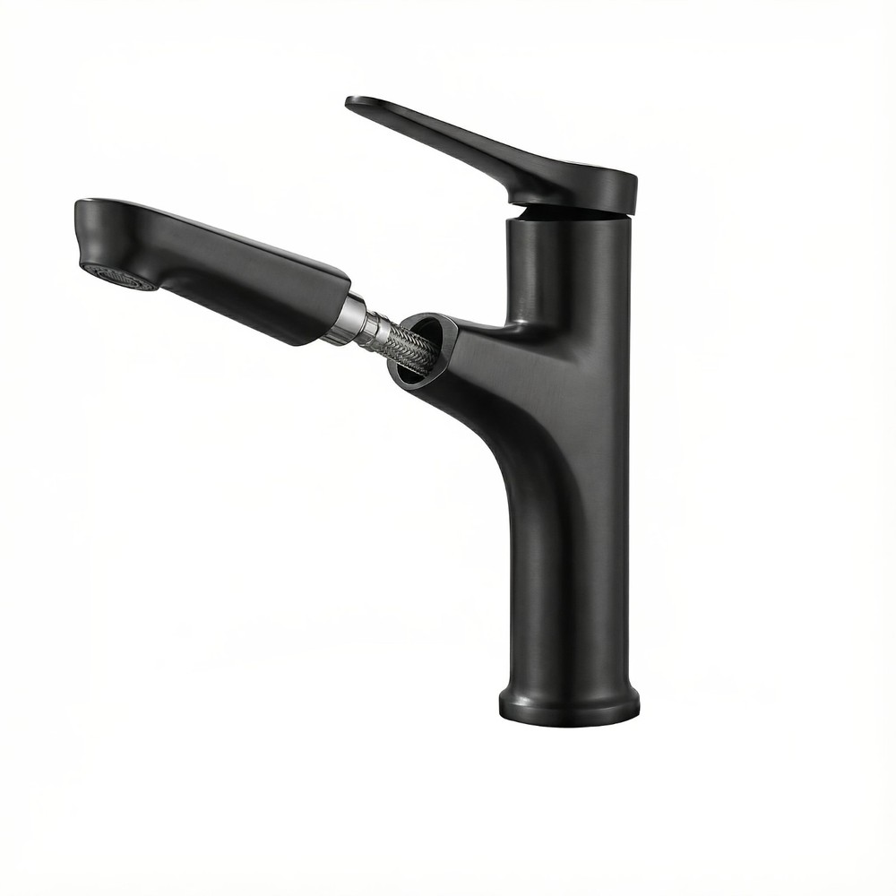Single Handle Faucet Pull-Out Bathroom Vanity Modern Sink Tap Hot & Cold
