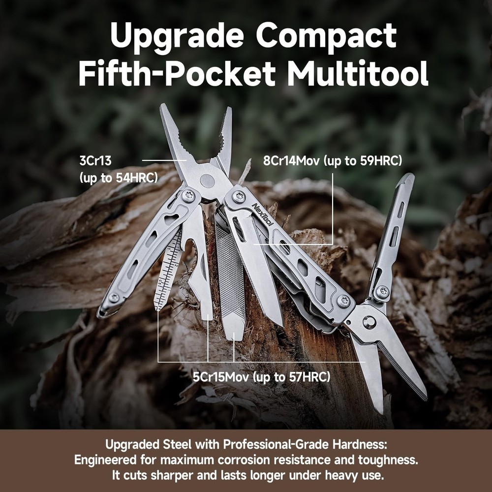 NexTool F12 Mini Multitool, 13-in-1 Keychain Multitool with Serrated Scissors, F